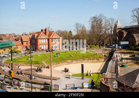 Blick über das römische Amphitheater in der Grafschaft von Hes Von Chester Stockfoto