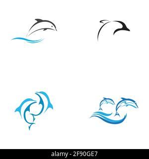 Dolphin Logo Set Vektor Illustration Design Vorlage Stock Vektor
