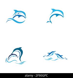 Dolphin Logo Set Vektor Illustration Design Vorlage Stock Vektor