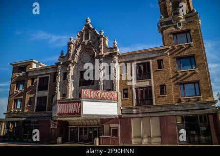 Rockford, IL, USA - Juni 4, 2017: Die historische Mitte Theater in der Stadt Stockfoto