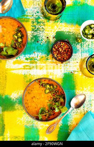 Indische Gewürzte Rote Linsen-Dal Stockfoto