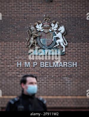 HMP Belmarsh, ist ein Hochsicherheitsgefängnis für Männer im Südosten Londons. Julian Assange ist ein hochrangiger Häftling im Gefängnis. Stockfoto