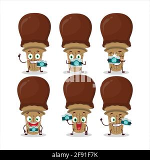 Fotograf Beruf Emoticon mit Eis Schokolade Cartoon-Figur. Vektorgrafik Stock Vektor