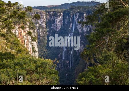 Itaimbezinho Canyon und Andorinhas Wasserfall, auf Aparados da Serra Nationalpark Stockfoto