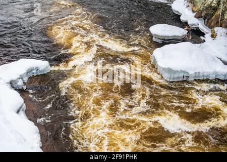 Queen Elizabeth Conservation Area Victoria Falls Black River Washago Ontario Kanada im Winter Stockfoto