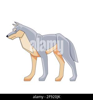 Grauer Wolf. Cartoon Vektor flache Illustration isoliert auf weißem Hintergrund Stock Vektor