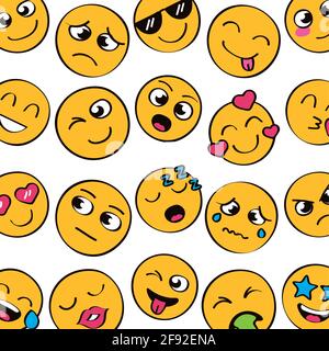 Emojis setzen Symbole Muster Hintergrund Stock Vektor
