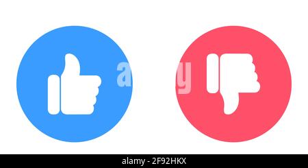 Vektor-Symbole mögen und nicht mögen. Daumen nach oben und Daumen nach unten. Designelemente für soziale Netzwerke, Marketing, smm, mobile Apps und Web Stock Vektor