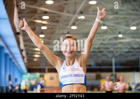 2021-02-20. Brigita Virbalytė-Dimšienė ist eine Athletikathletin, die sich auf das Gehen spezialisiert hat. Sportjournalist. Stockfoto