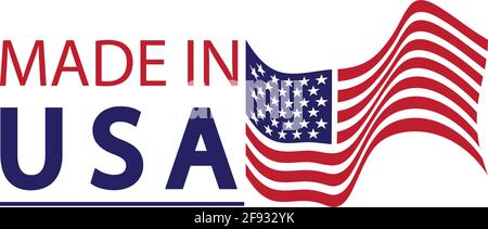 Hergestellt im usa-Logo-Design. Flagge gemacht amerika amerikanische Staaten Flaggen Produkt Abzeichen Qualität patriotische Etiketten Emblem Stern Band Aufkleber, Vektor-Illustration Stock Vektor
