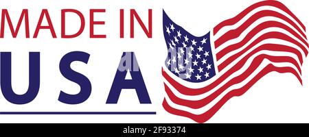 Hergestellt im usa-Logo-Design. Flagge gemacht amerika amerikanische Staaten Flaggen Produkt Abzeichen Qualität patriotische Etiketten Emblem Stern Band Aufkleber, Vektor-Illustration Stock Vektor