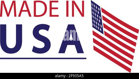 Hergestellt im usa-Logo-Design. Flagge gemacht amerika amerikanische Staaten Flaggen Produkt Abzeichen Qualität patriotische Etiketten Emblem Stern Band Aufkleber, Vektor-Illustration Stock Vektor