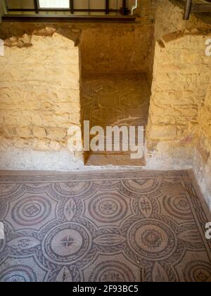 Gesamtansicht der Zimmer, Villa Romana del Casale Stockfoto