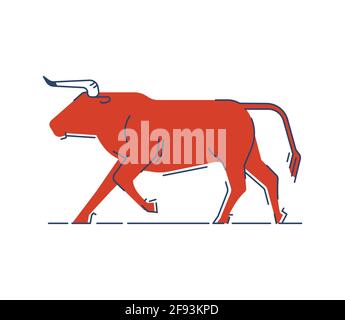 Stilisierte Silhouette des Laufbullen. Vektorgrafik. Stock Vektor