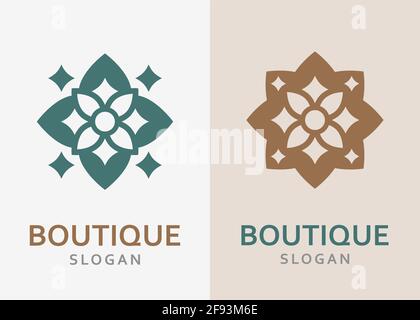 Luxuriöses monochromes, reich verzierte Logo in verschiedenen Varianten. Vektorgrafik. Stock Vektor