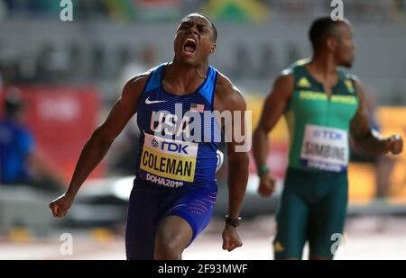 Aktenfoto vom 28-09-2019 von Christian Coleman aus den USA. Ausgabedatum: Freitag, 16. April 2021. Stockfoto