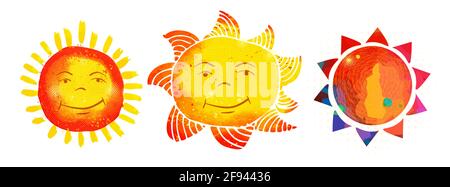 Symbol Helle bunte Sonne untergehen. T-Shirt-Druck. Gemischte Medien. Vektorgrafik. Stock Vektor