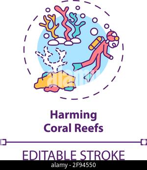 Symbol für das Konzept „Schaden an Korallenriffen“ Stock Vektor