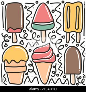Handgezeichnetes Eis-Doodle-Set Stock Vektor