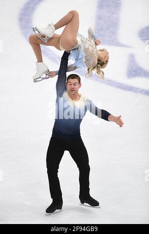 Alexa KNIERIM & Brandon FRAZIER USA, während des Pairs Free Program bei den ISU Eiskunstlauf-Weltmeisterschaften 2021 im Ericsson Globe, am 25. März 2021 in Stockholm, Schweden. Quelle: Raniero Corbelletti/AFLO/Alamy Live News Stockfoto