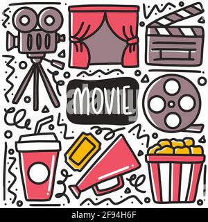 Handgezeichneter Film Datierung Doodle Set Stock Vektor