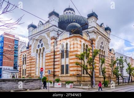 Ansicht einer Synagoge in Sofia, Bulgarien Stockfoto