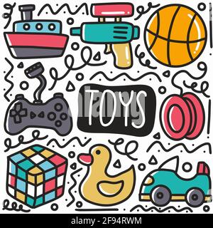Handgezeichnetes Baby Spielzeug Doodle Set Stock Vektor