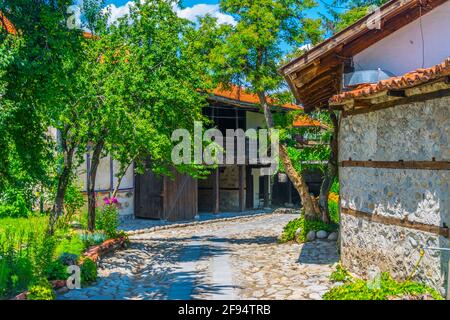 Bulgarische Wiederbelebungshäuser in Bansko Stockfoto