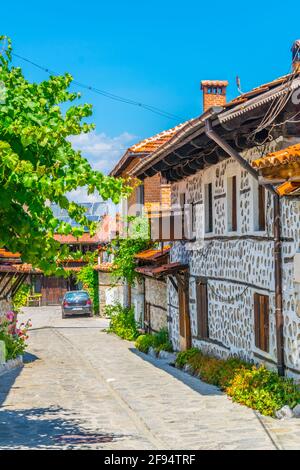 Bulgarische Wiederbelebungshäuser in Bansko Stockfoto