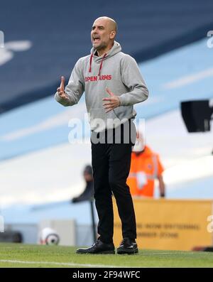 Aktenfoto vom 27-02-2021 von Manchester City Manager Pep Guardiola. Ausgabedatum: Freitag, 16. April 2021. Stockfoto