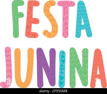 festa Junina Typografie Bunte Illustration Stock Vektor