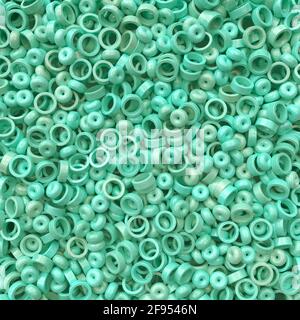 3d Render Hintergrund, digitale Illustration, abstrakte runde Figuren der Minzfarbe., 3d Render Hintergrund, digitale Illustration, abstrakte Figuren von min Stockfoto