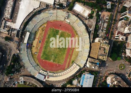 Dhaka, Bangladesch - 06. April 2021: Das Bangabandhu National Stadium ist das Nationalstadion und eine Mehrzweck-Sportarena in Dhaka, Bangladesch. Der sta Stockfoto