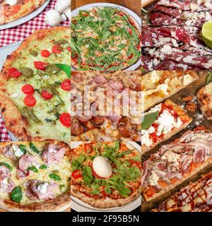 Essen Sammlung von verschiedenen Arten von italienischen Pizza Stockfoto