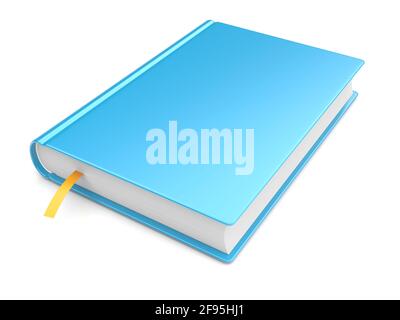Blaues Buch isoliert auf weißem Hintergrund. 3d-Bild Stockfoto