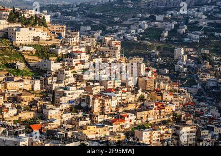 Nachbarschaft auf dem Hügel des Ölbergs in Jerusalem, Israel. Stockfoto