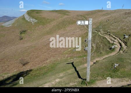 Menschen wandern auf Panorama, Llangollen Stockfoto