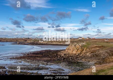 Plage du Prat, Ouessant, Insel Ushant in der Bretagne, französische Felsküste in Nordfrankreich, Departement Finistere, Europa Stockfoto