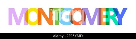 MONTGOMERY. Schriftzug auf weißem Hintergrund. Vektor-Design-Vorlage für Poster, Karte, Banner. Vektorgrafik. Stock Vektor