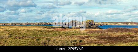 Plage du Prat, Ouessant, Insel Ushant in der Bretagne, französische Felsküste in Nordfrankreich, Departement Finistere, Europa Stockfoto