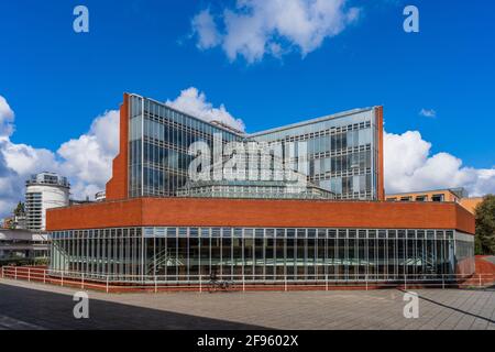 Historische Fakultät Cambridge, Sidgwick Site, West Rd, Cambridge University, Großbritannien. Erbaut 1964-68, Architekt James Stirling. Klasse II* aufgeführt. Modern. Stockfoto