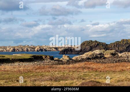 Plage du Prat, Ouessant, Insel Ushant in der Bretagne, französische Felsküste in Nordfrankreich, Departement Finistere, Europa Stockfoto