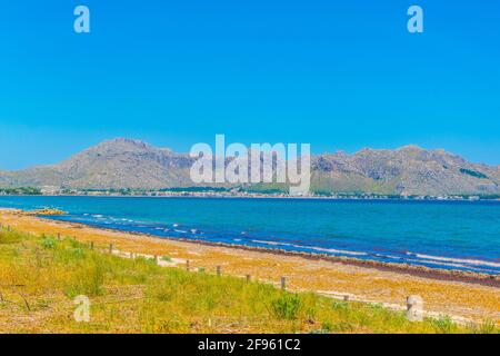 Blick auf den Hafen von Pollenca, Mallorca, Spanien Stockfoto