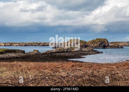 Plage du Prat, Ouessant, Insel Ushant in der Bretagne, französische Felsküste in Nordfrankreich, Departement Finistere, Europa Stockfoto