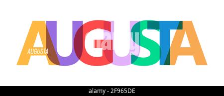 AUGUSTA. Schriftzug auf weißem Hintergrund. Vektor-Design-Vorlage für Poster, Karte, Banner. Vektorgrafik. Stock Vektor