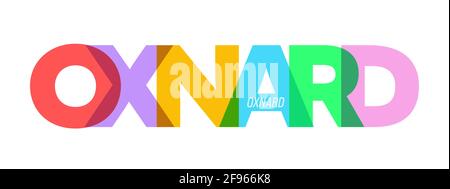 OXNARD. Schriftzug auf weißem Hintergrund. Vektor-Design-Vorlage für Poster, Karte, Banner. Vektorgrafik. Stock Vektor