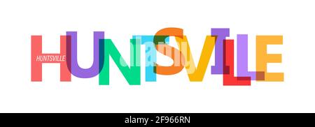 HUNTSVILLE. Schriftzug auf weißem Hintergrund. Vektor-Design-Vorlage für Poster, Karte, Banner. Vektorgrafik. Stock Vektor
