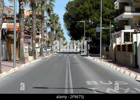 Leere Straßen in Playa de Palma, auf Mallorca, während der Haft aufgrund der Pandemie von 19 im Mai 2020 Stockfoto