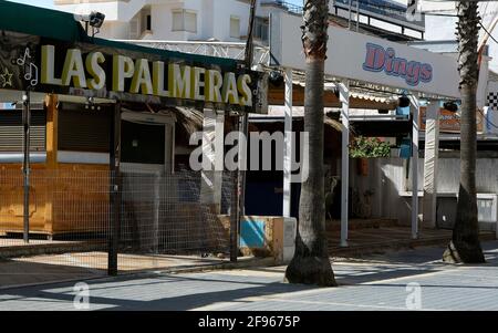 Leere Straßen in Playa de Palma, auf Mallorca, während der Haft aufgrund der Pandemie von 19 im Mai 2020 Stockfoto