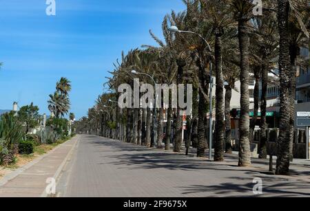 Leere Straßen in Playa de Palma, auf Mallorca, während der Haft aufgrund der Pandemie von 19 im Mai 2020 Stockfoto